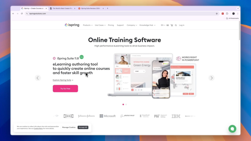 Screenshot of The iSpring Solutions Homepage