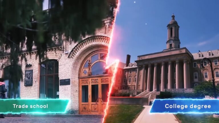 An Image Comparing Trade School and Traditional College, Showing Two Different Educational Settings